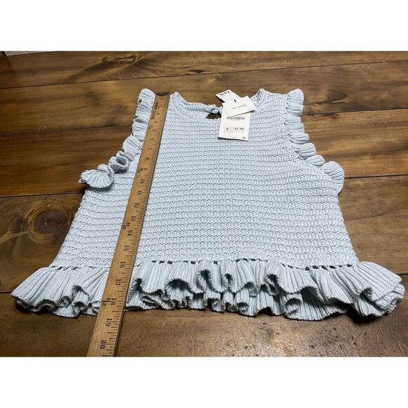 Zara Blue Knit Ruffle Sleeve Crochet Top Medium NWT - Picture 7 of 11
